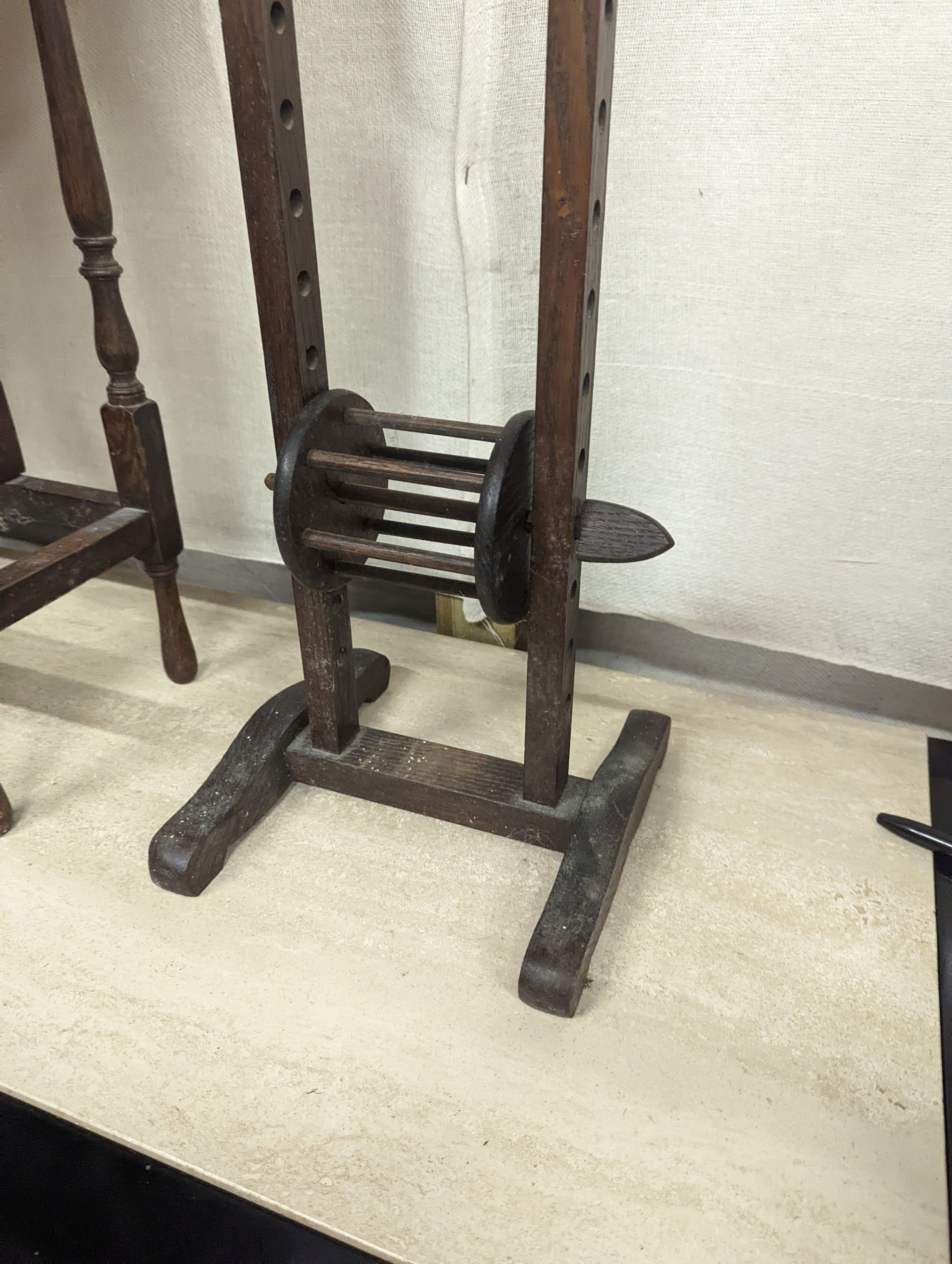 A Sutherland spider leg table and bobbin/wool winder, height 105cm